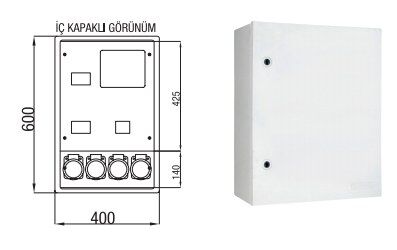 Çetinkaya Polyester Dağıtım Panoları — 1 Trifaze Sayaç + 11 Ad. Sigorta + 4 Ad. Priz 40x60x20 (Polyester Panolar) - Ürün Görseli