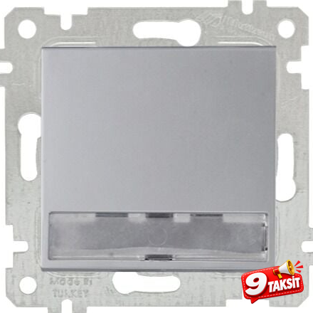 Mutlu San Rita MEK+TUŞ IŞIKLI ETİK. ANAHTAR (220V) (KLİPSLİ) İnox