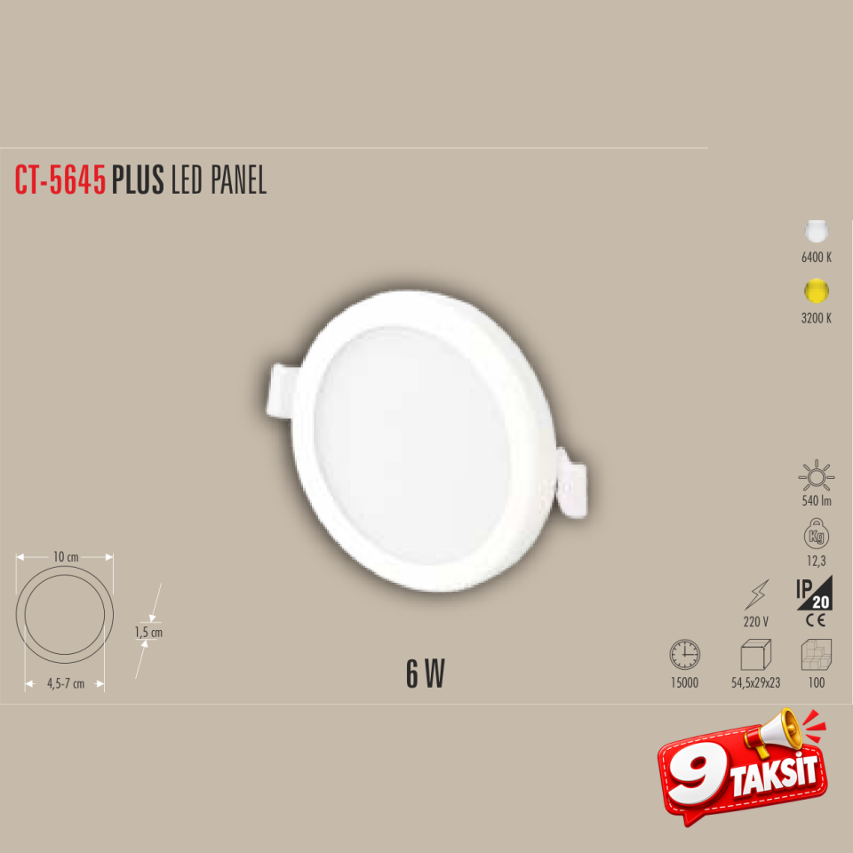 CATA PLUS 6W LED Panel Armatür