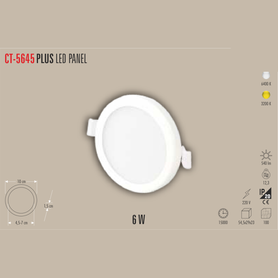 CATA PLUS 6W LED Panel Armatür