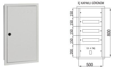 Çetinkaya 60 Ad. Sigorta + 125 A Kompakt + Klemens Yeri Mevcut 50x80x14 (Metal Panolar) - Teknik Detay Görseli