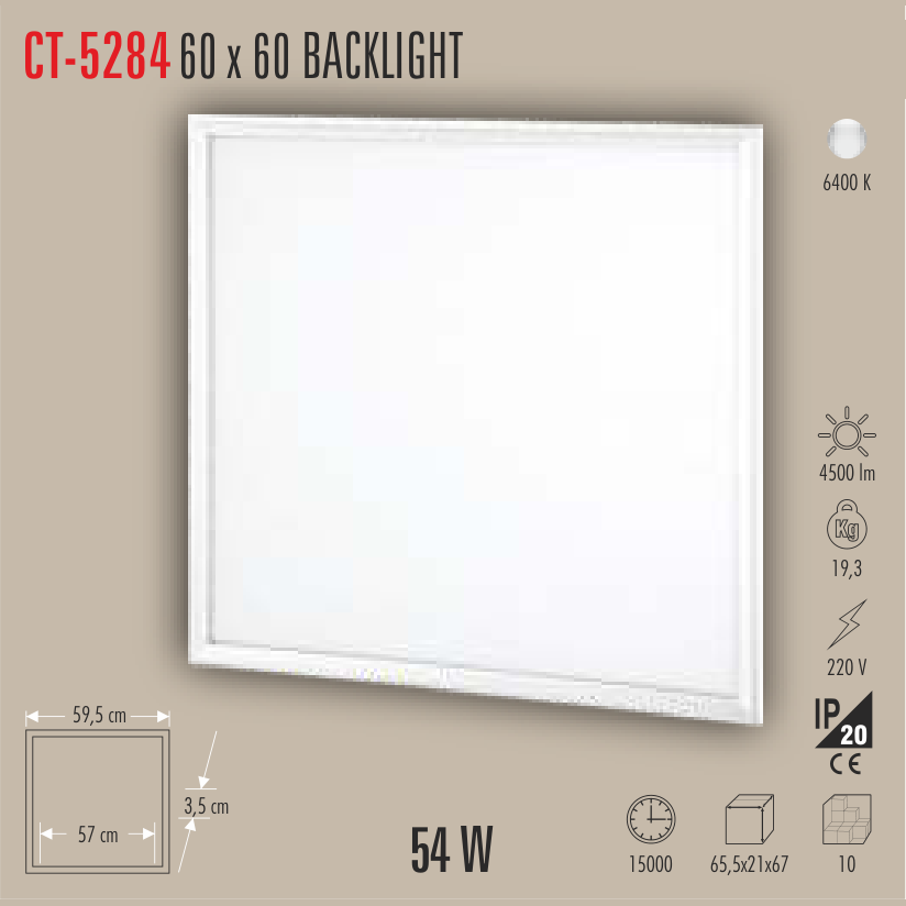 CATA Backlight 54W 60x60 LED Panel