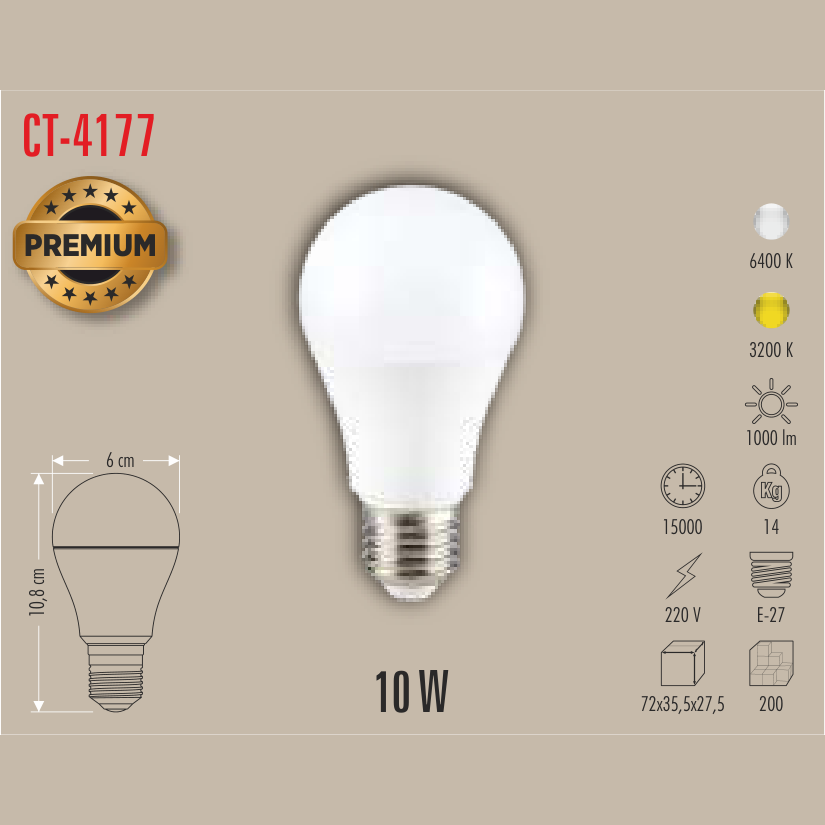 CATA Premium LED Ampul 10W E-27