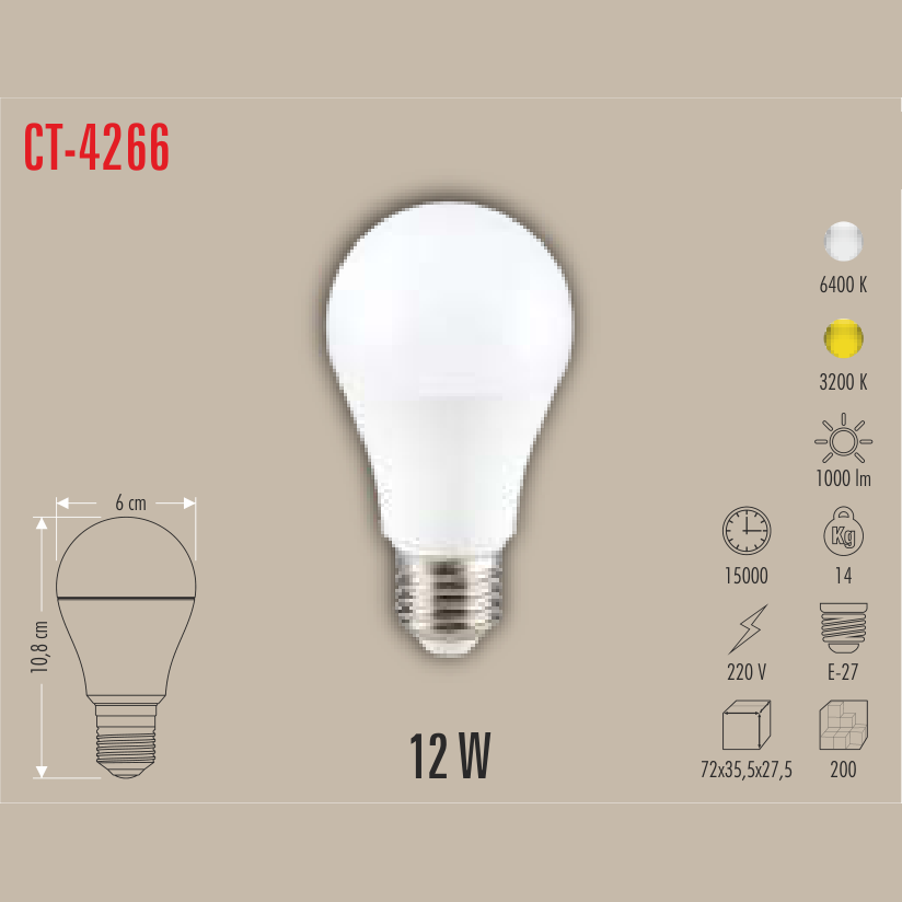CATA LED Ampul 12W E-27