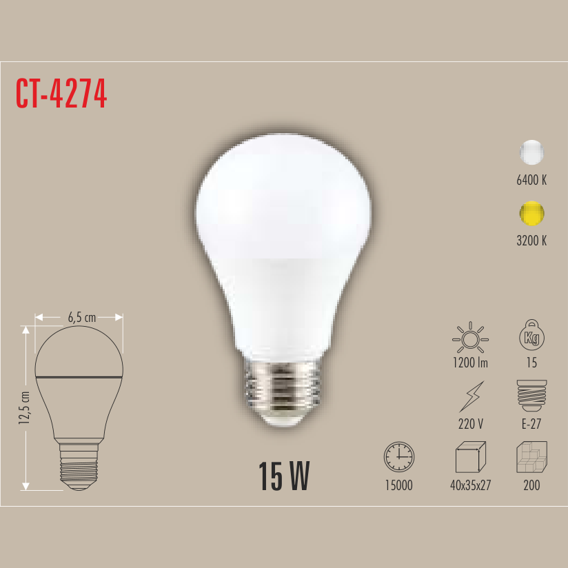 CATA LED Ampul 15W E-27