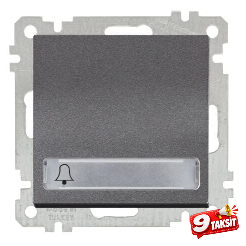 Mutlu San Candela MEK+TUŞ IŞIKLI ZİL ETİK. ÇAĞIRMA (12V)(VİDALI) Füme (Vidalı 2)