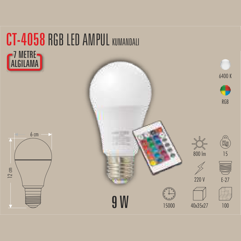 CATA RGB LED Ampul 9W E-27 (Kumandalı) (LED Ampuller) - Kullanım Görseli