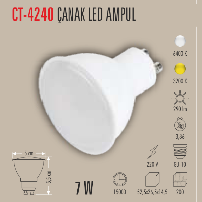 CATA Çanak LED Ampul 7W GU-10