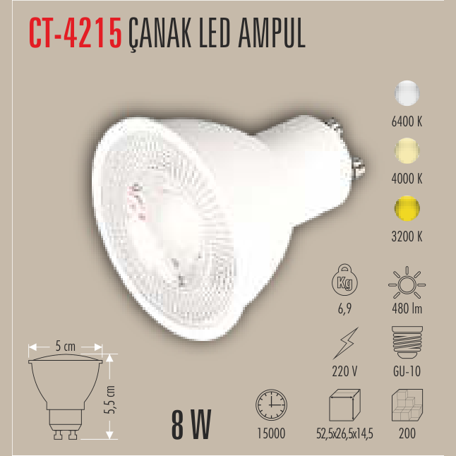 CATA Çanak LED Ampul 8W GU-10