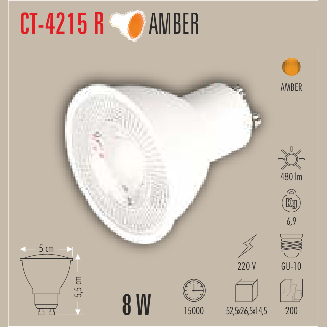 CATA Çanak LED Ampul 8W GU-10 (Amber)
