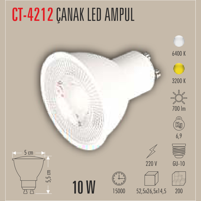 CATA Çanak LED Ampul 10W GU-10