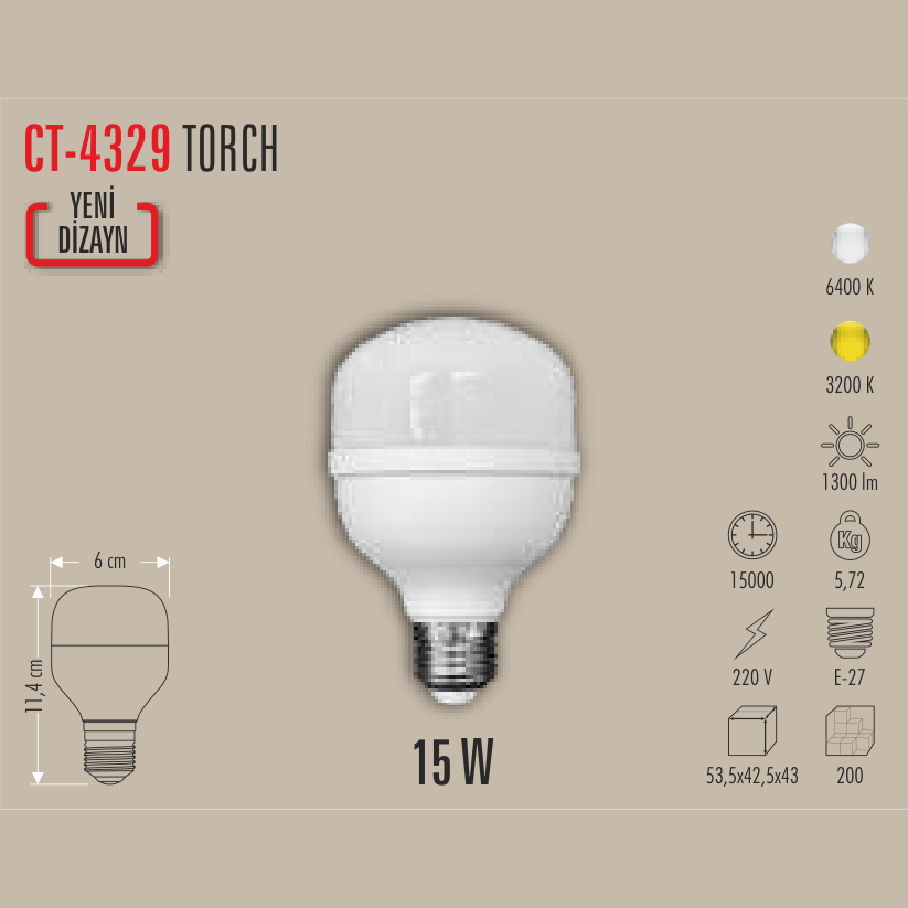 CATA Torch LED Ampul 15W E-27