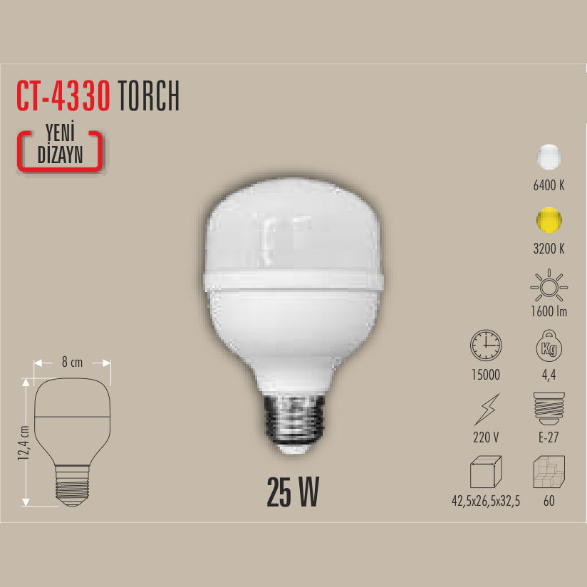 CATA Torch LED Ampul 25W E-27