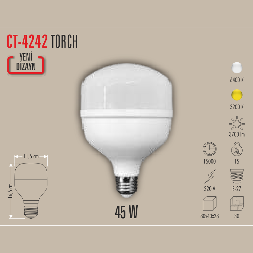 CATA Torch LED Ampul 45W E-27