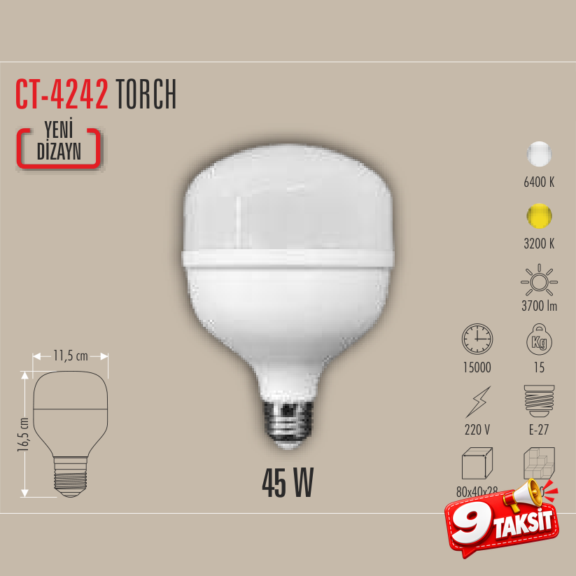 CATA Torch LED Ampul 45W E-27