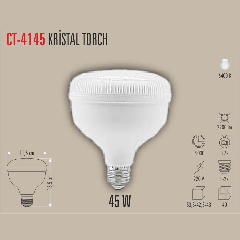 CATA Kristal Torch LED Ampul 45W E-27 (Beyaz Işık) (LED Ampuller) - Kullanım Görseli