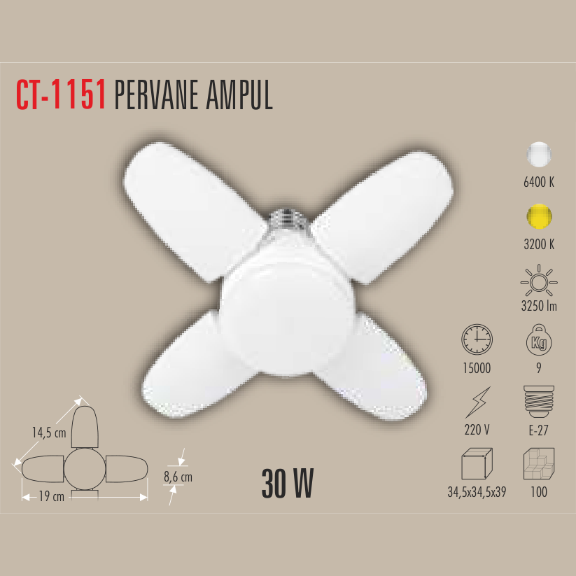 CATA Pervane LED Ampul 30W E-27