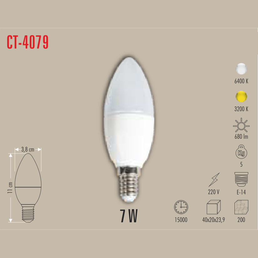 CATA Buji LED Ampul 7W E-14