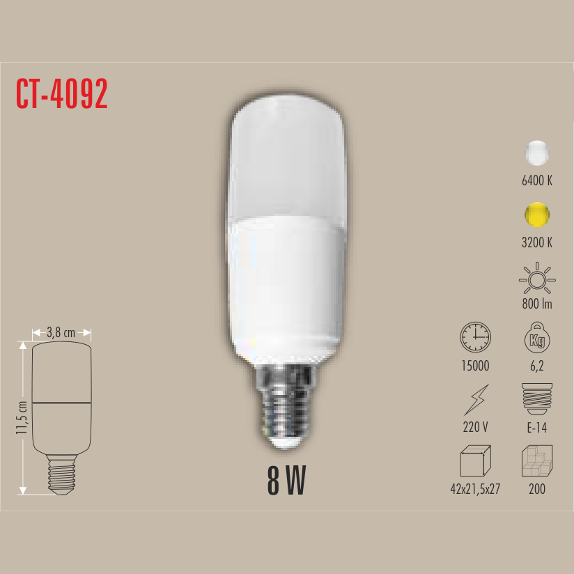 CATA Silindirik LED Ampul 8W E-14 (LED Ampuller) - Kullanım Görseli