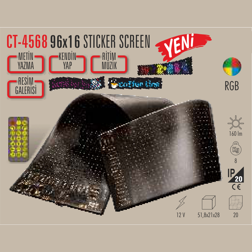 CATA 96x16 Sticker Screen RGB LED Ekran