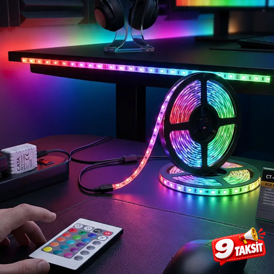 CATA RGB Şerit LED Seti 5 Metre (Trafo+Kumanda)