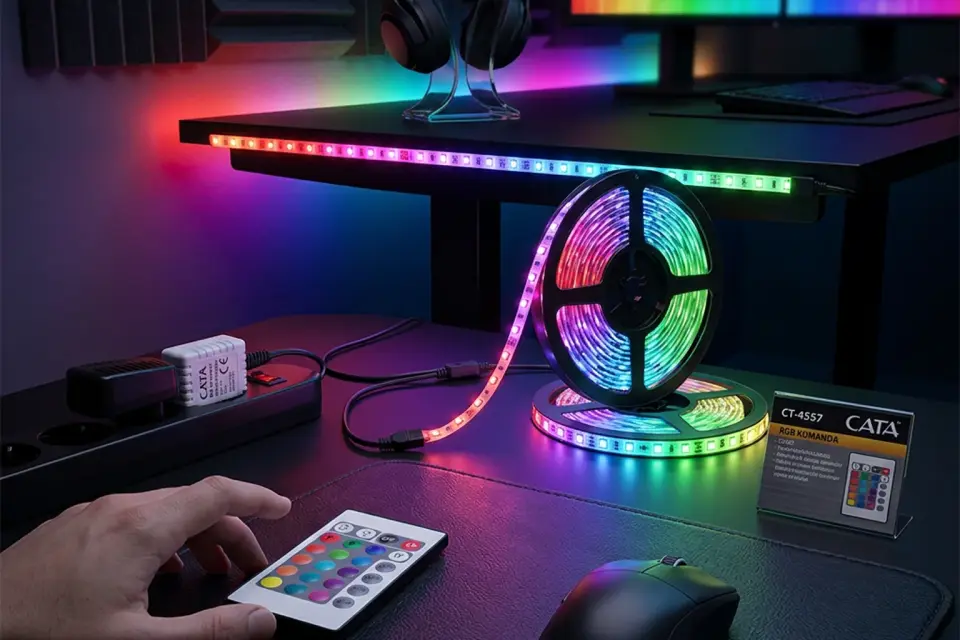 CATA RGB Şerit LED Seti 5 Metre (Trafo+Kumanda)