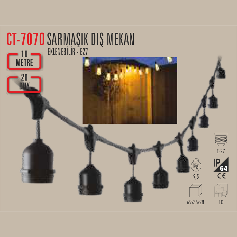 CATA Sarmaşık Dış Mekan LED Set 10 Metre E-27 (20 Duy)