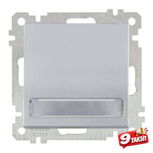 Mutlu San Candela MEK+TUŞ IŞIKLI ETİK. ANAHTAR (220V)KLİPSLİ İnox (Klipsli)