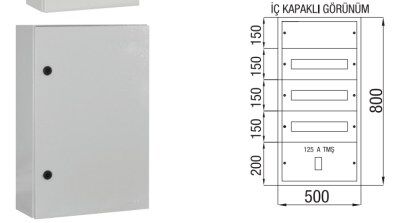 Çetinkaya 60 Ad. Sigorta + 125 A Kompakt + Klemens Yeri Mevcut 50x80x17,5 (Metal Panolar) - Teknik Detay Görseli