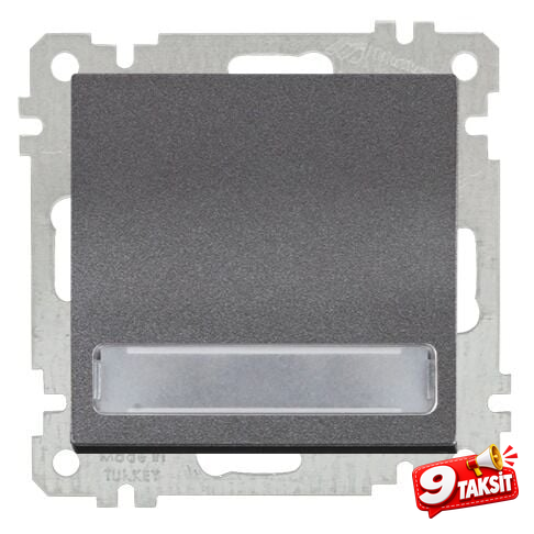 Mutlu San Candela MEK+TUŞ IŞIKLI ETİK. ANAHTAR (220V)KLİPSLİ Füme (Klipsli 2)