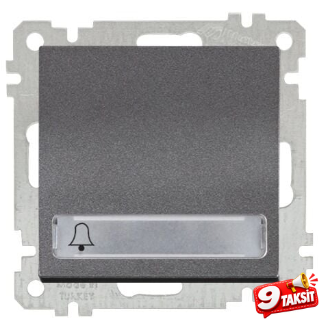 Mutlu San Candela MEK+TUŞ IŞIKLI ZİL ETİK. ÇAĞIRMA (12V)KLİPSLİ Füme (Klipsli 2)