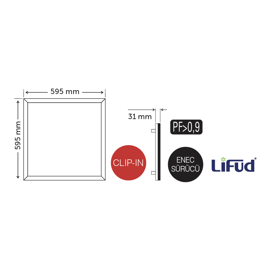 LUMIA 40W 60x60 Clip-In LED Panel Armatür
