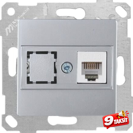Mutlu San Rita MEK+TUŞ TELEFON PRİZİ 1XRJ12 (CAT3) İnox