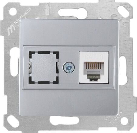 Mutlu San Rita MEK+TUŞ TELEFON PRİZİ 1XRJ12 (CAT3) İnox