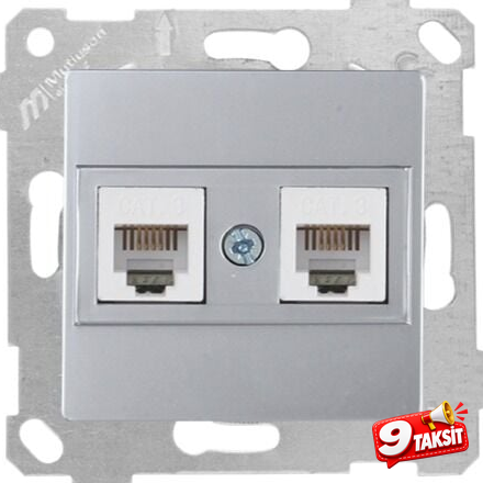 Mutlu San Rita MEK+TUŞ TELEFON PRİZİ 2XRJ12 (CAT3) İnox