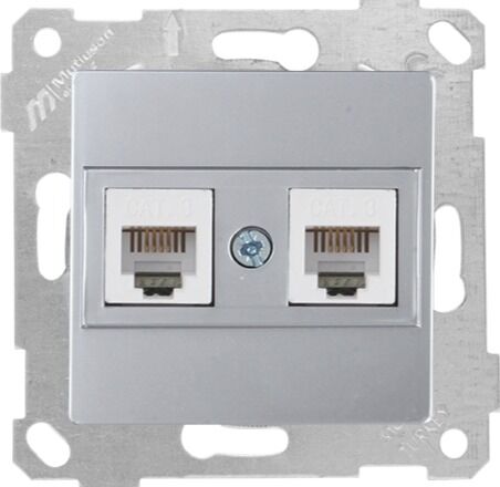 Mutlu San Rita MEK+TUŞ TELEFON PRİZİ 2XRJ12 (CAT3) İnox