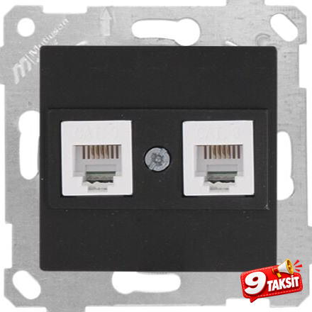 Mutlu San Rita MEK+TUŞ TELEFON PRİZİ 2XRJ12 (CAT3) Siyah