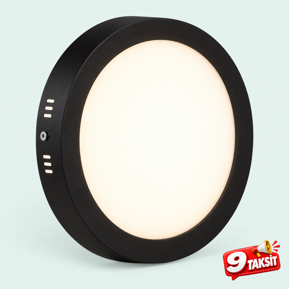 VOLGA 18W Ø225 Sıva Üstü Yuvarlak LED Panel (Siyah)