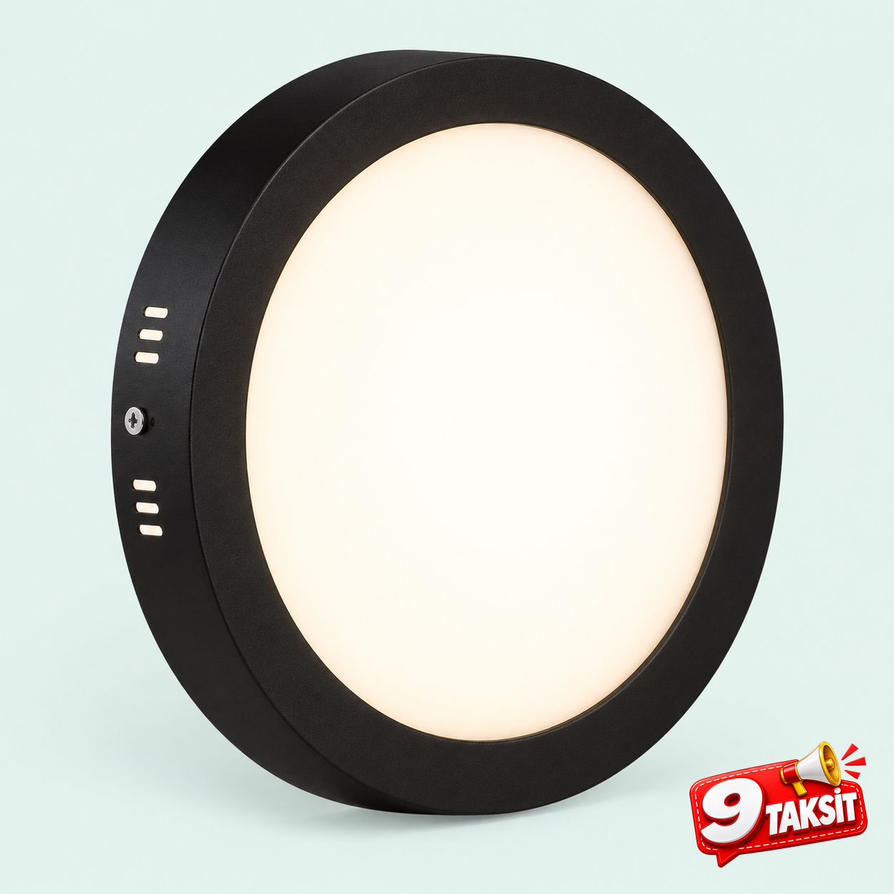 VOLGA 24W Ø300 Sıva Üstü Yuvarlak LED Panel (Siyah)