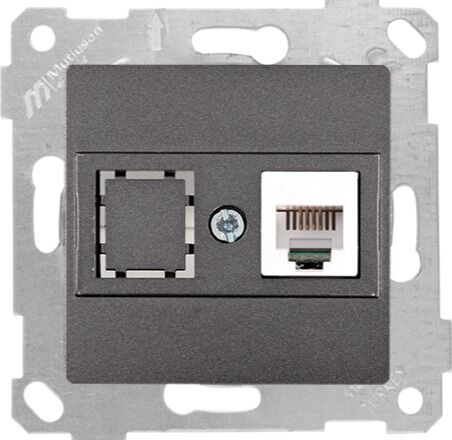 Mutlu San Rita MEK+TUŞ DATA PRİZİ 1*RJ45 (CAT5E) Füme