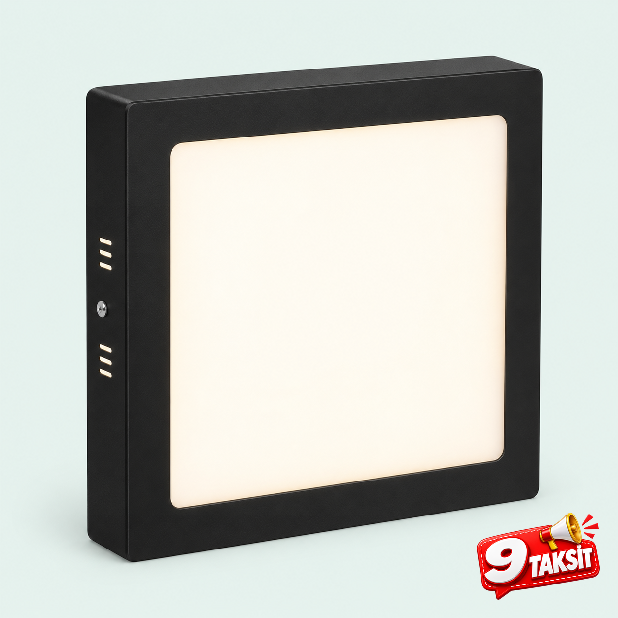 VOLGA 24W 30x30 Sıva Üstü Kare LED Panel (Siyah)
