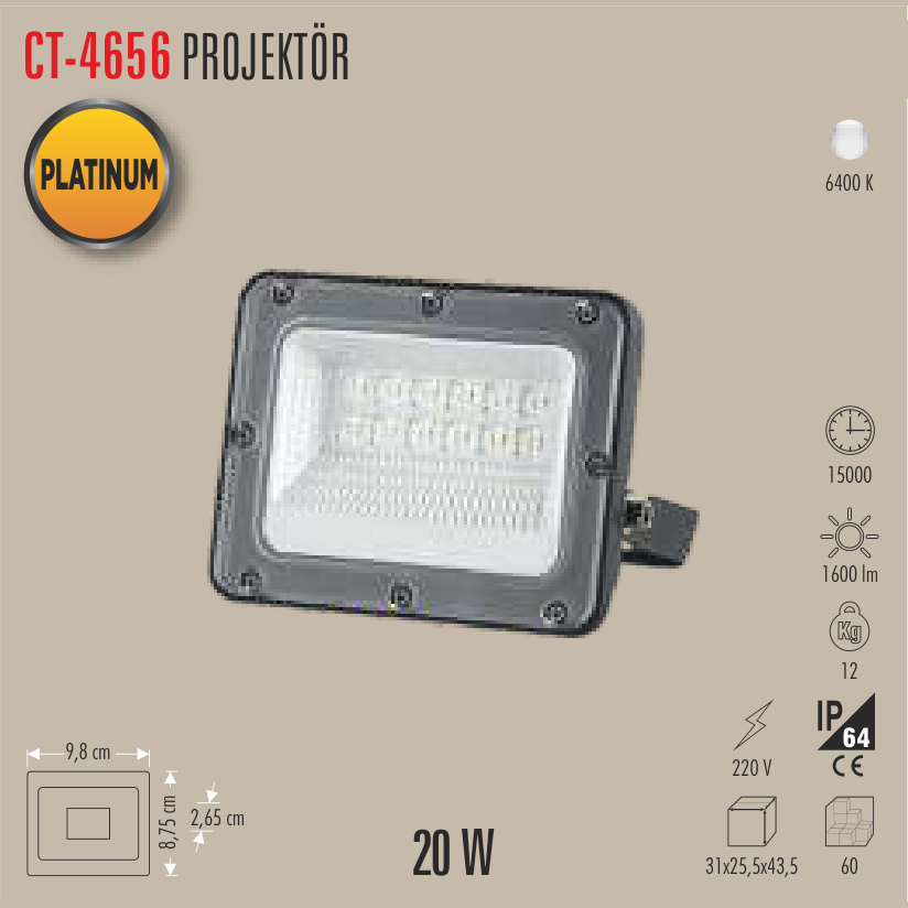 CATA Platinum Projektör 20W