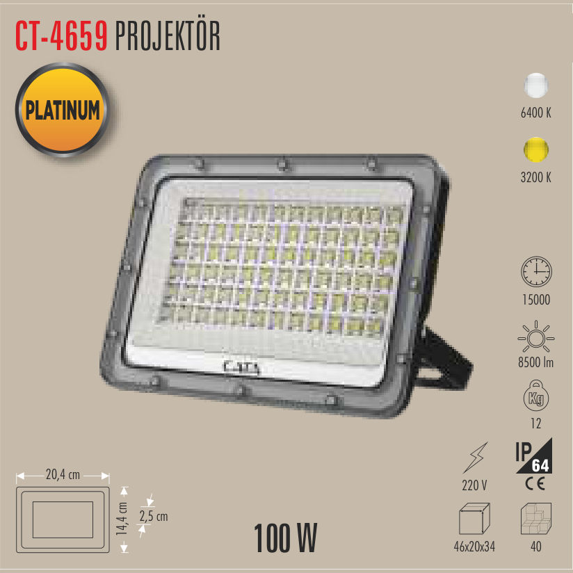 CATA Platinum Projektör 100W