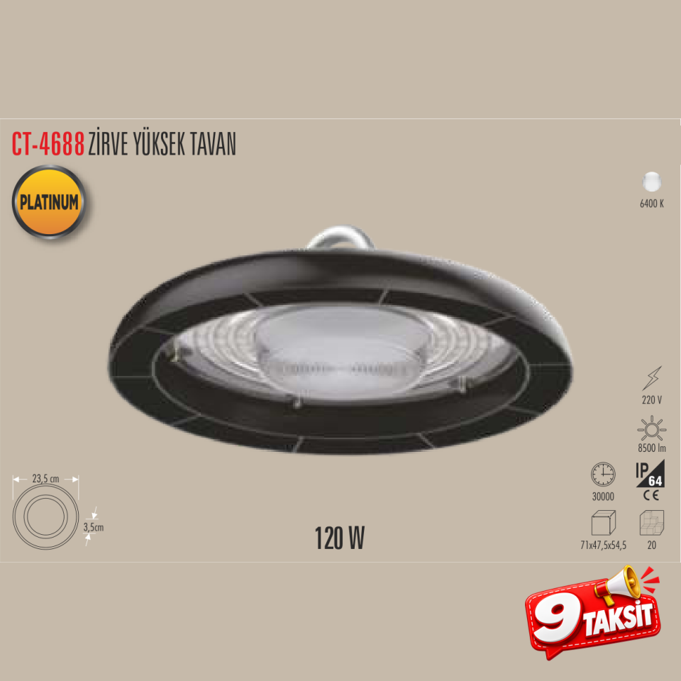 CATA Platinum Zirve Yüksek Tavan Armatürü 120W (Yüksek Tavan Armatür) - Ürün Görseli
