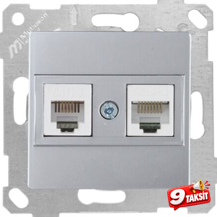 Mutlu San Rita MEK+TUŞ TLF DATA PRİZ (RJ12 CAT3 + CAT5E) İnox