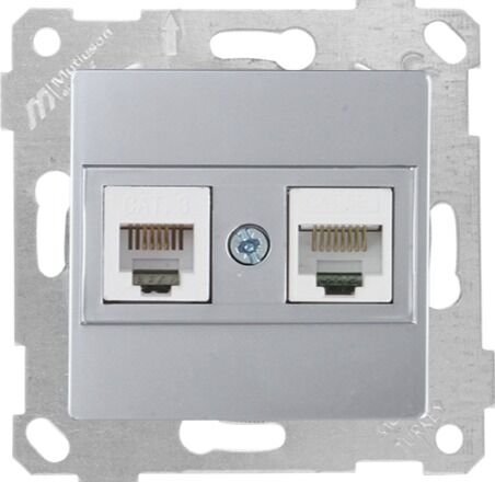 Mutlu San Rita MEK+TUŞ TLF DATA PRİZ (RJ12 CAT3 + CAT5E) İnox