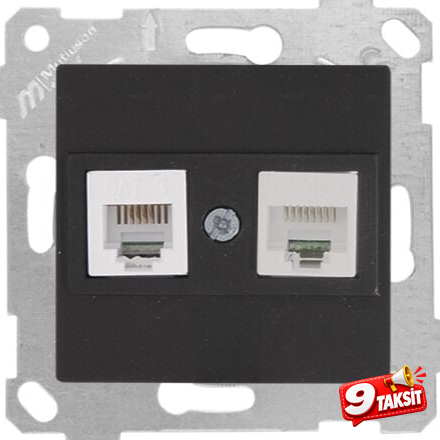Mutlu San Rita MEK+TUŞ TLF DATA PRİZ (RJ12 CAT3 + CAT5E) Siyah