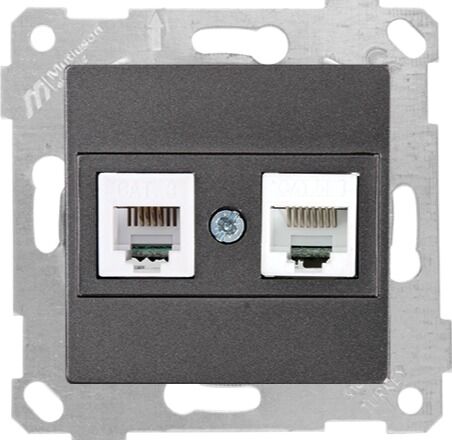 Mutlu San Rita MEK+TUŞ TLF DATA PRİZ (RJ12 CAT3 + CAT5E) Füme