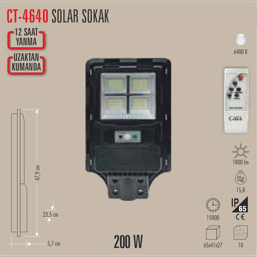 CATA Solar Sokak Lambası 200W
