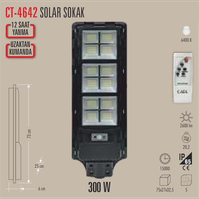 CATA Solar Sokak Lambası 300W